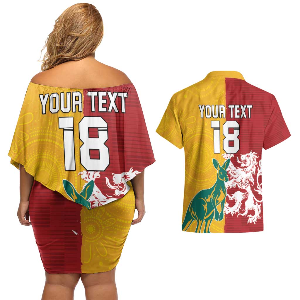 Custom British Lions Australia Couples Matching Off Shoulder Short Dress and Hawaiian Shirt Unique Style - Wonder Print Shop