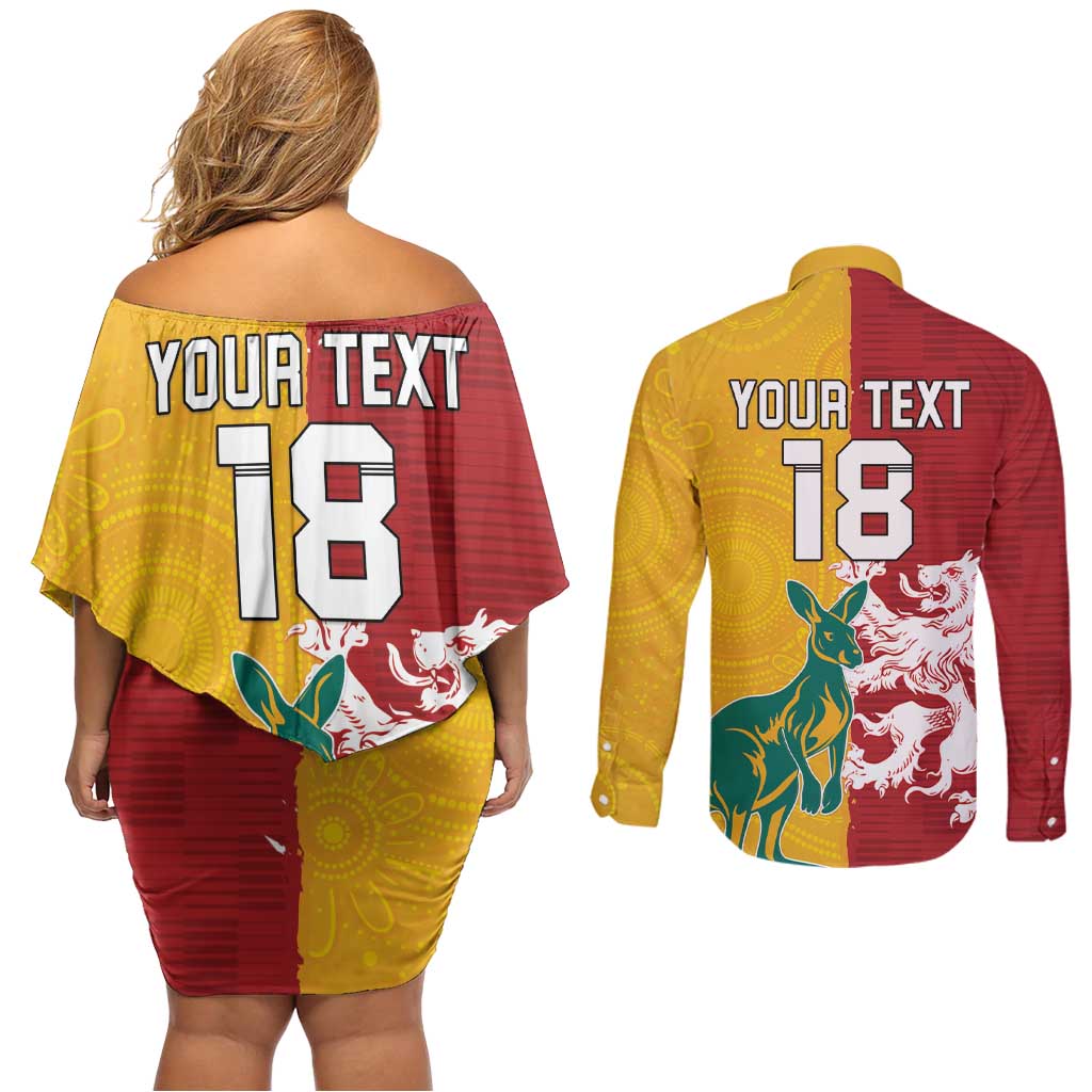 Custom British Lions Australia Couples Matching Off Shoulder Short Dress and Long Sleeve Button Shirt Unique Style - Wonder Print Shop