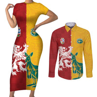 Custom British Lions Australia Couples Matching Short Sleeve Bodycon Dress and Long Sleeve Button Shirt Unique Style - Wonder Print Shop