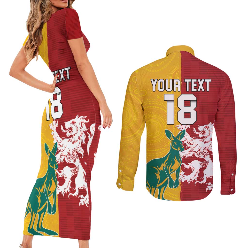 Custom British Lions Australia Couples Matching Short Sleeve Bodycon Dress and Long Sleeve Button Shirt Unique Style - Wonder Print Shop