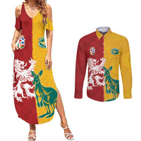 Custom British Lions Australia Couples Matching Summer Maxi Dress and Long Sleeve Button Shirt Unique Style - Wonder Print Shop