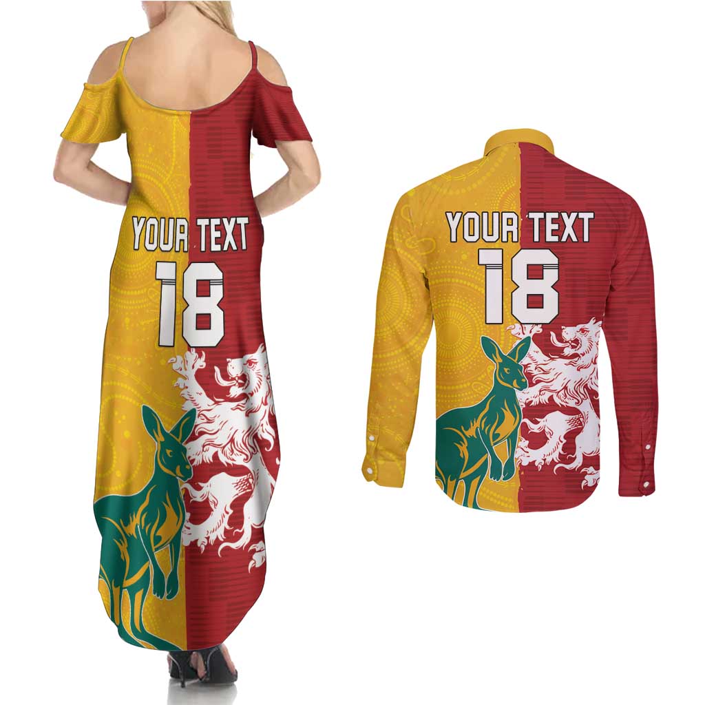 Custom British Lions Australia Couples Matching Summer Maxi Dress and Long Sleeve Button Shirt Unique Style - Wonder Print Shop