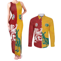 Custom British Lions Australia Couples Matching Tank Maxi Dress and Long Sleeve Button Shirt Unique Style - Wonder Print Shop