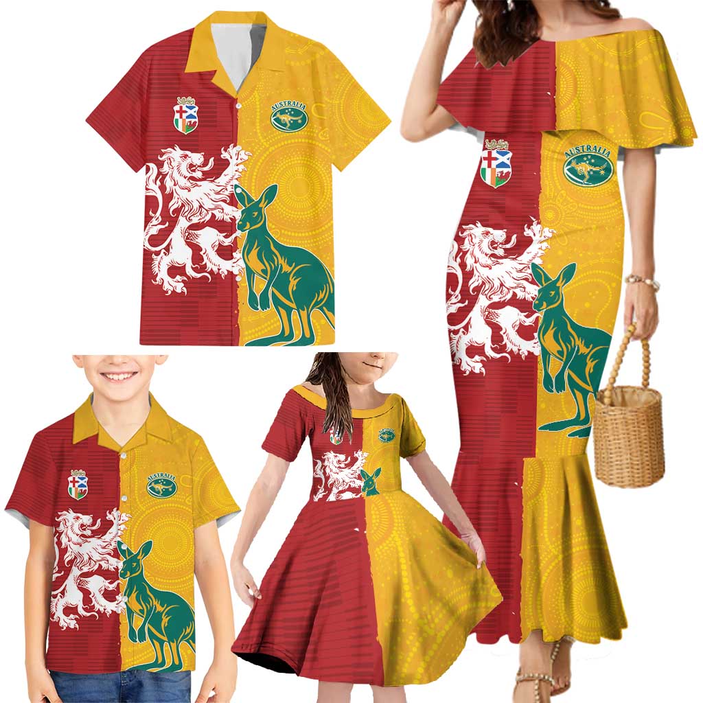 Custom British Lions Australia Family Matching Mermaid Dress and Hawaiian Shirt Unique Style - Wonder Print Shop
