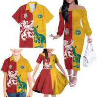 Custom British Lions Australia Family Matching Off The Shoulder Long Sleeve Dress and Hawaiian Shirt Unique Style - Wonder Print Shop