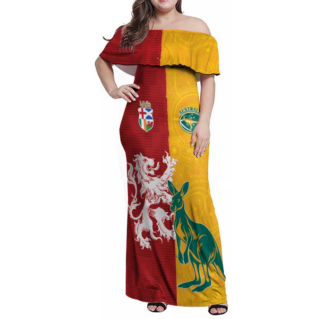 Custom British Lions Australia Family Matching Off Shoulder Maxi Dress and Hawaiian Shirt Unique Style - Wonder Print Shop