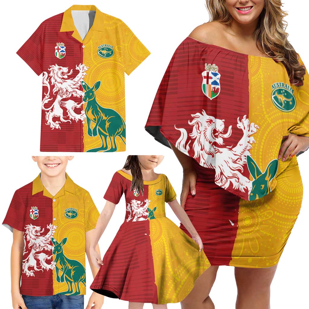 Custom British Lions Australia Family Matching Off Shoulder Short Dress and Hawaiian Shirt Unique Style - Wonder Print Shop