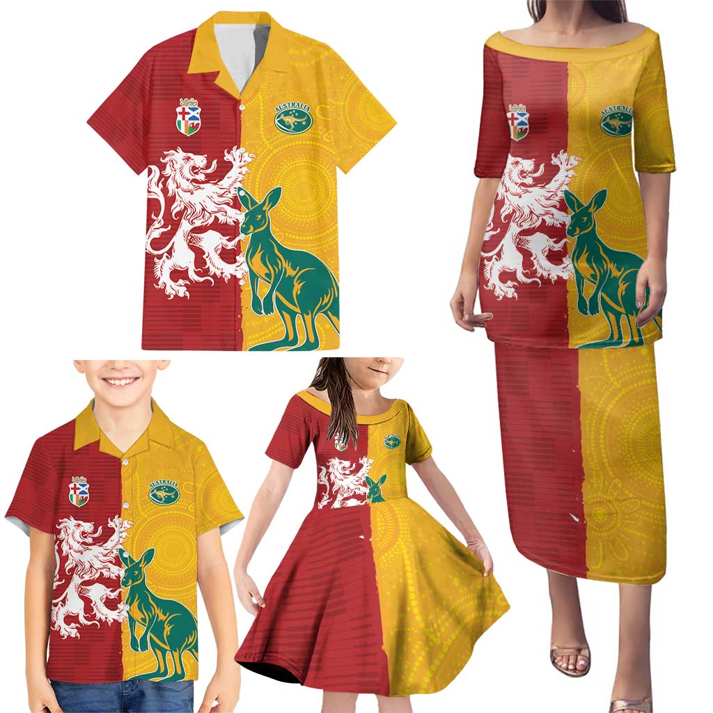 Custom British Lions Australia Family Matching Puletasi and Hawaiian Shirt Unique Style - Wonder Print Shop