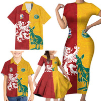 Custom British Lions Australia Family Matching Short Sleeve Bodycon Dress and Hawaiian Shirt Unique Style - Wonder Print Shop