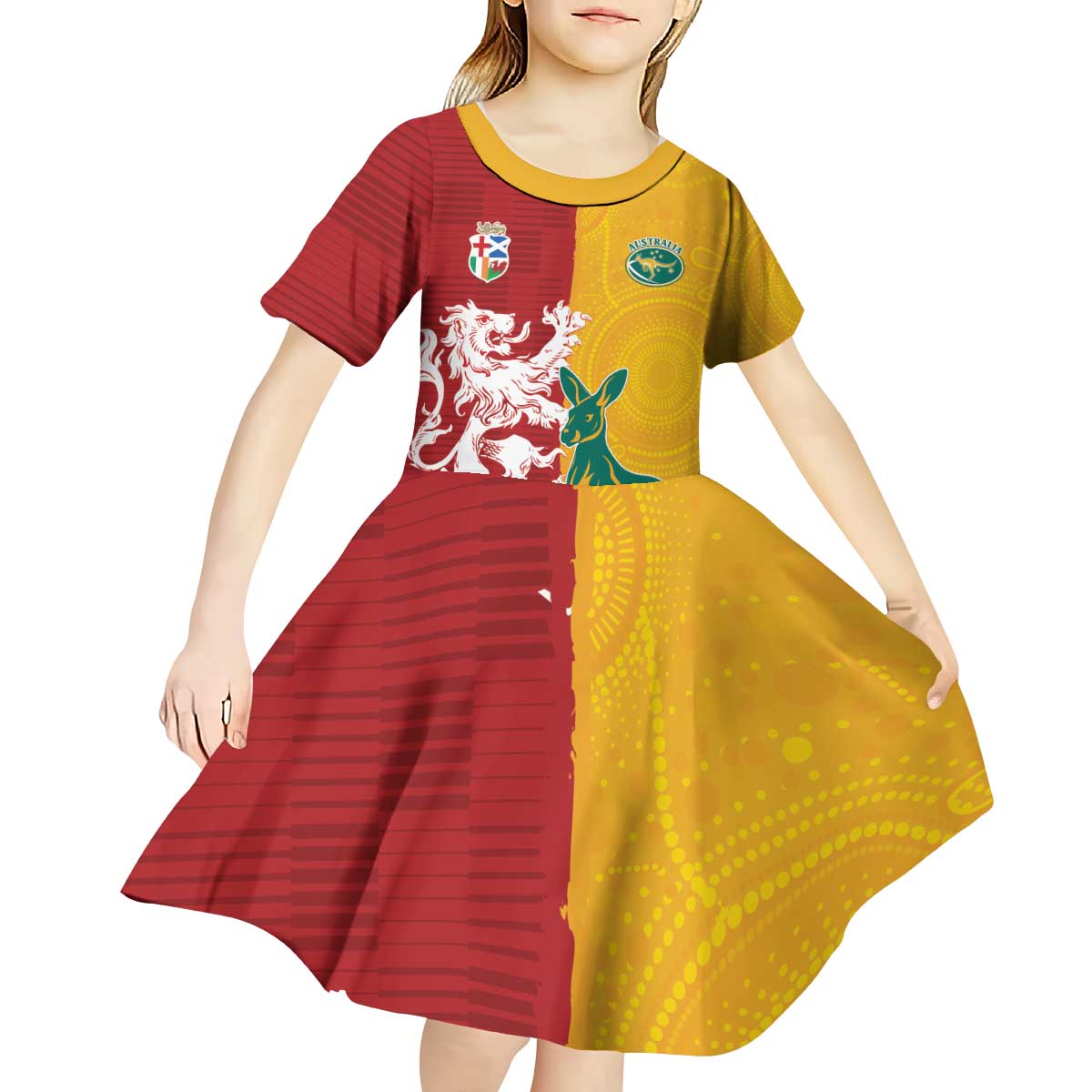 Custom British Lions Australia Kid Short Sleeve Dress Unique Style - Wonder Print Shop