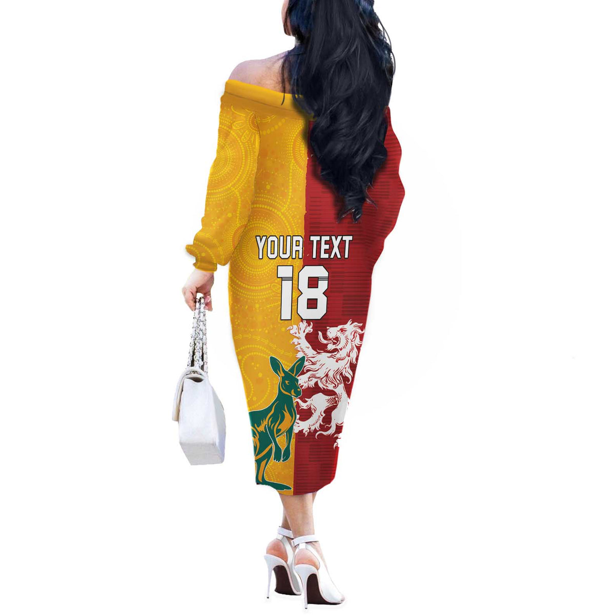 Custom British Lions Australia Off The Shoulder Long Sleeve Dress Unique Style - Wonder Print Shop