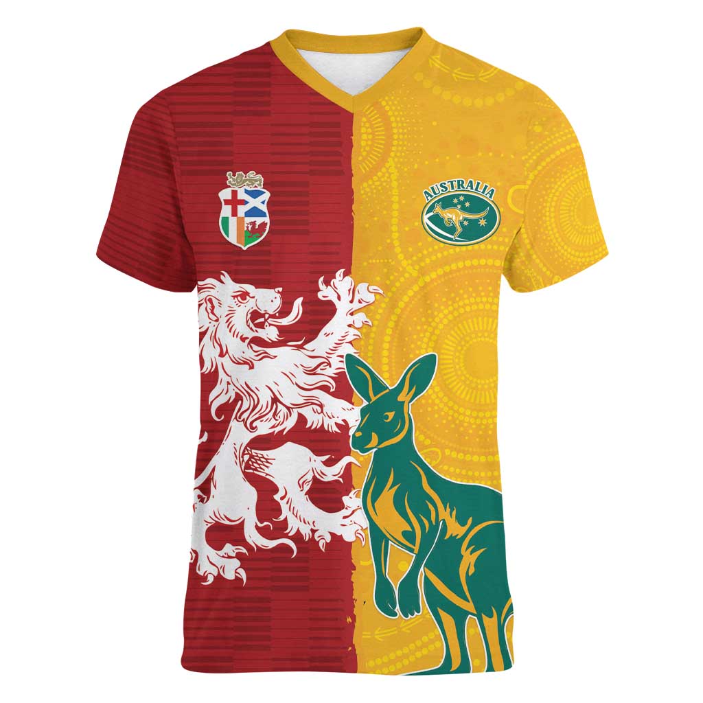 Custom British Lions Australia Women V-Neck T-Shirt Unique Style - Wonder Print Shop