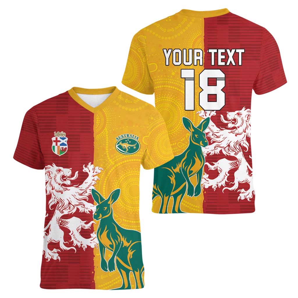 Custom British Lions Australia Women V-Neck T-Shirt Unique Style - Wonder Print Shop