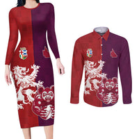 Custom British Lions Brumbies Couples Matching Long Sleeve Bodycon Dress and Long Sleeve Button Shirt Unique Style - Wonder Print Shop