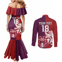 Custom British Lions Brumbies Couples Matching Mermaid Dress and Long Sleeve Button Shirt Unique Style - Wonder Print Shop