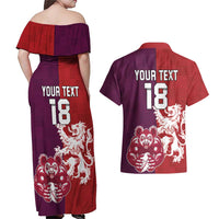 Custom British Lions Brumbies Couples Matching Off Shoulder Maxi Dress and Hawaiian Shirt Unique Style - Wonder Print Shop
