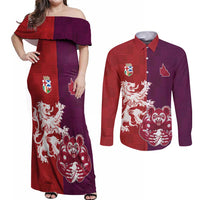Custom British Lions Brumbies Couples Matching Off Shoulder Maxi Dress and Long Sleeve Button Shirt Unique Style - Wonder Print Shop