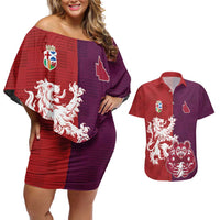Custom British Lions Brumbies Couples Matching Off Shoulder Short Dress and Hawaiian Shirt Unique Style - Wonder Print Shop