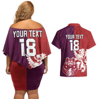 Custom British Lions Brumbies Couples Matching Off Shoulder Short Dress and Hawaiian Shirt Unique Style - Wonder Print Shop