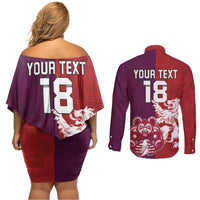 Custom British Lions Brumbies Couples Matching Off Shoulder Short Dress and Long Sleeve Button Shirt Unique Style - Wonder Print Shop
