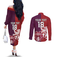 Custom British Lions Brumbies Couples Matching Off The Shoulder Long Sleeve Dress and Long Sleeve Button Shirt Unique Style - Wonder Print Shop