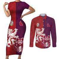 Custom British Lions Brumbies Couples Matching Short Sleeve Bodycon Dress and Long Sleeve Button Shirt Unique Style - Wonder Print Shop