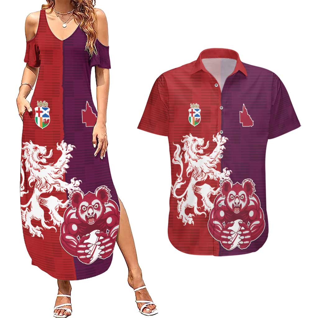 Custom British Lions Brumbies Couples Matching Summer Maxi Dress and Hawaiian Shirt Unique Style - Wonder Print Shop