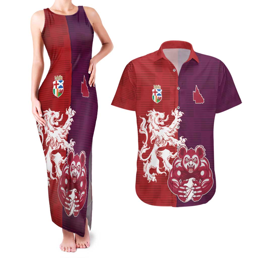 Custom British Lions Brumbies Couples Matching Tank Maxi Dress and Hawaiian Shirt Unique Style - Wonder Print Shop