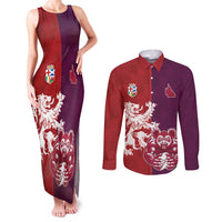 Custom British Lions Brumbies Couples Matching Tank Maxi Dress and Long Sleeve Button Shirt Unique Style - Wonder Print Shop