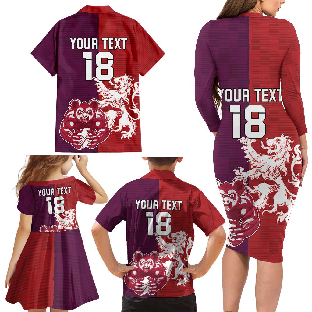 Custom British Lions Brumbies Family Matching Long Sleeve Bodycon Dress and Hawaiian Shirt Unique Style - Wonder Print Shop