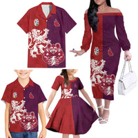 Custom British Lions Brumbies Family Matching Off The Shoulder Long Sleeve Dress and Hawaiian Shirt Unique Style - Wonder Print Shop