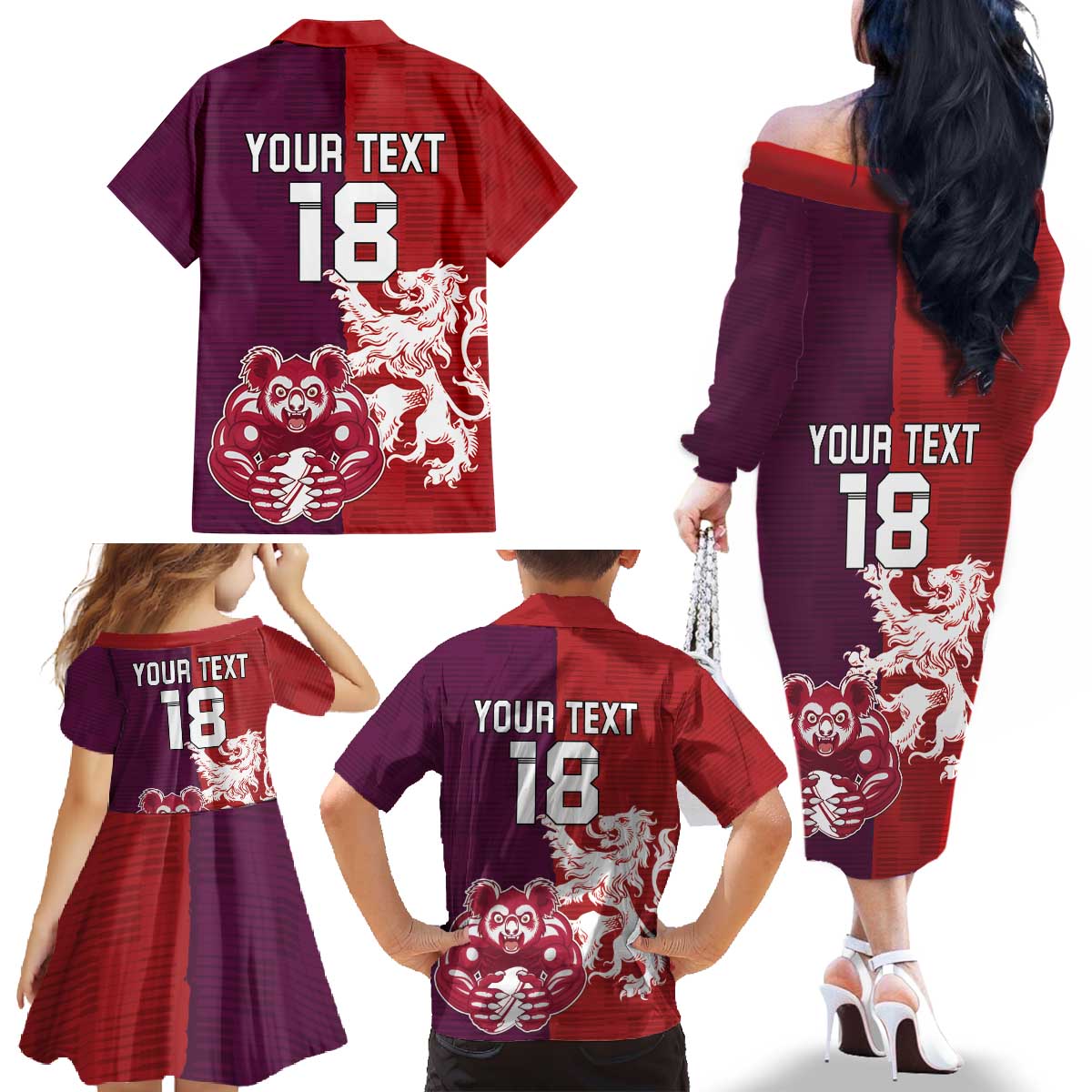Custom British Lions Brumbies Family Matching Off The Shoulder Long Sleeve Dress and Hawaiian Shirt Unique Style - Wonder Print Shop