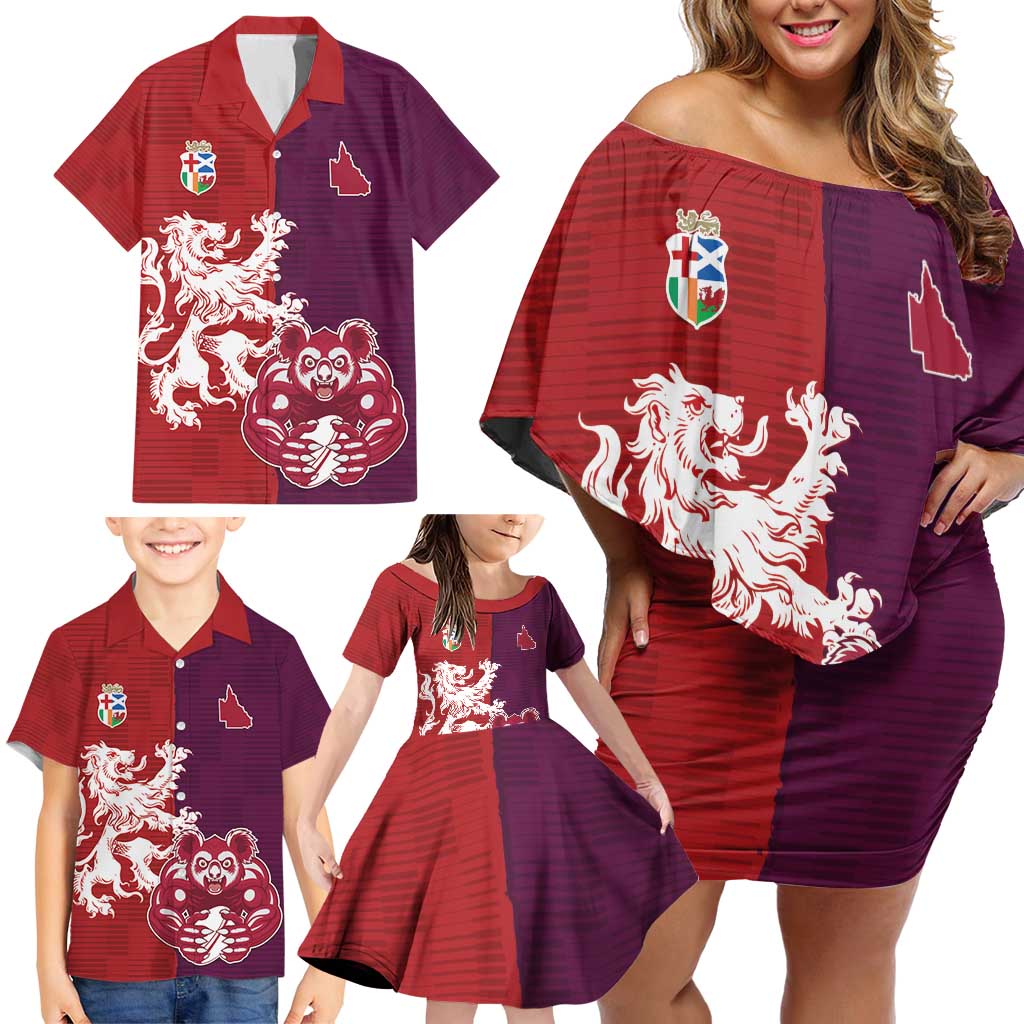 Custom British Lions Brumbies Family Matching Off Shoulder Short Dress and Hawaiian Shirt Unique Style - Wonder Print Shop
