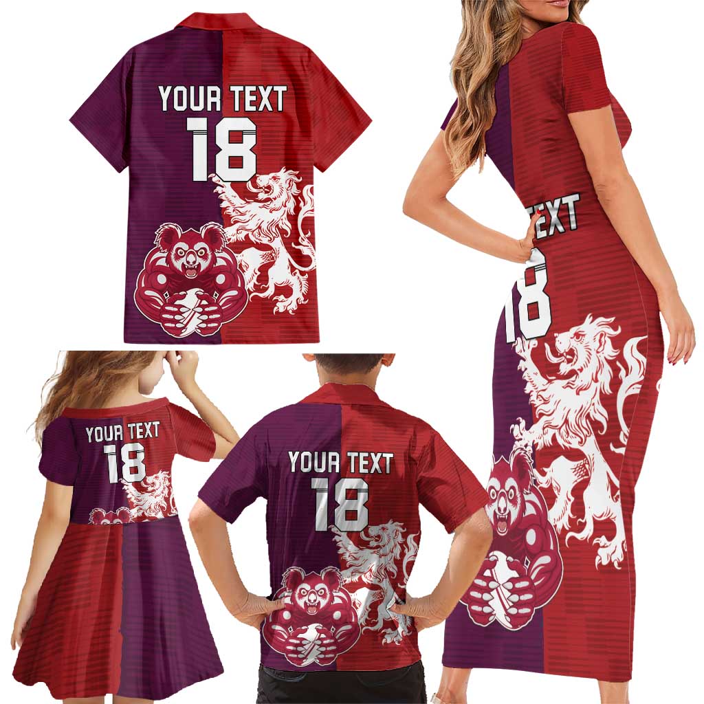 Custom British Lions Brumbies Family Matching Short Sleeve Bodycon Dress and Hawaiian Shirt Unique Style - Wonder Print Shop