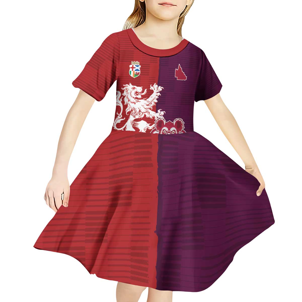 Custom British Lions Brumbies Kid Short Sleeve Dress Unique Style - Wonder Print Shop