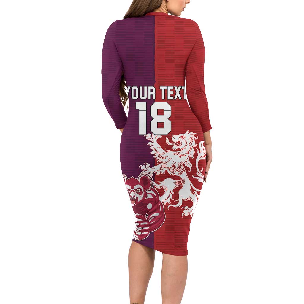 Custom British Lions Brumbies Long Sleeve Bodycon Dress Unique Style - Wonder Print Shop