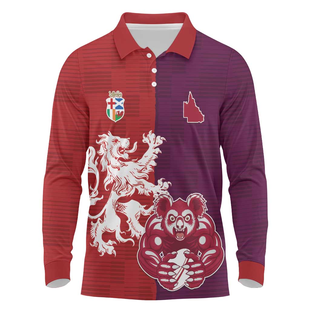 Custom British Lions Brumbies Long Sleeve Polo Shirt Unique Style - Wonder Print Shop