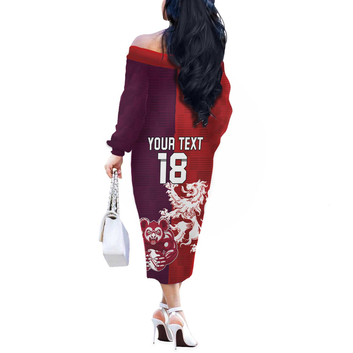 Custom British Lions Brumbies Off The Shoulder Long Sleeve Dress Unique Style - Wonder Print Shop
