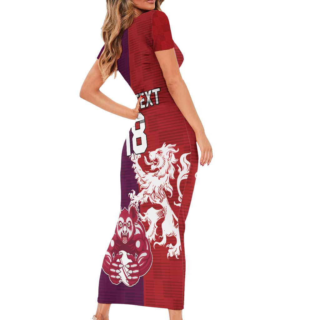 Custom British Lions Brumbies Short Sleeve Bodycon Dress Unique Style - Wonder Print Shop