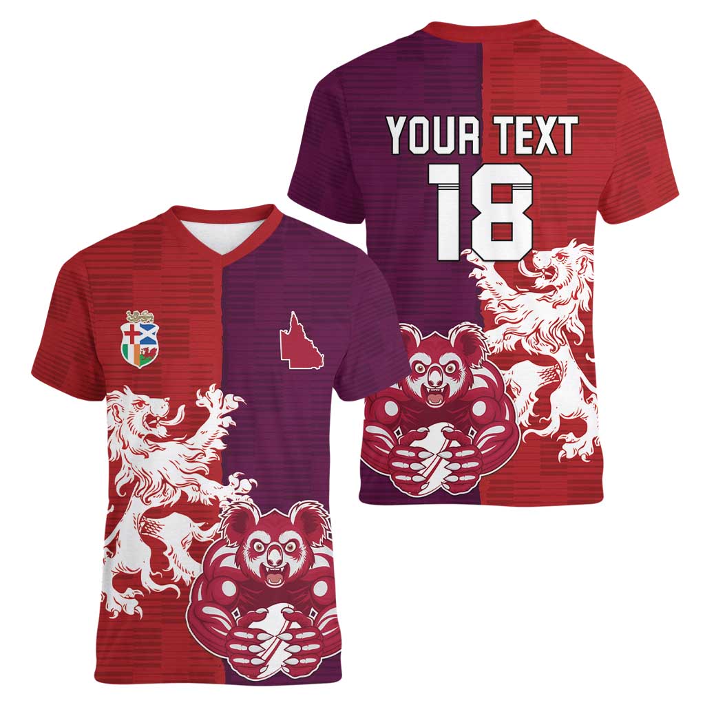 Custom British Lions Brumbies Women V-Neck T-Shirt Unique Style - Wonder Print Shop