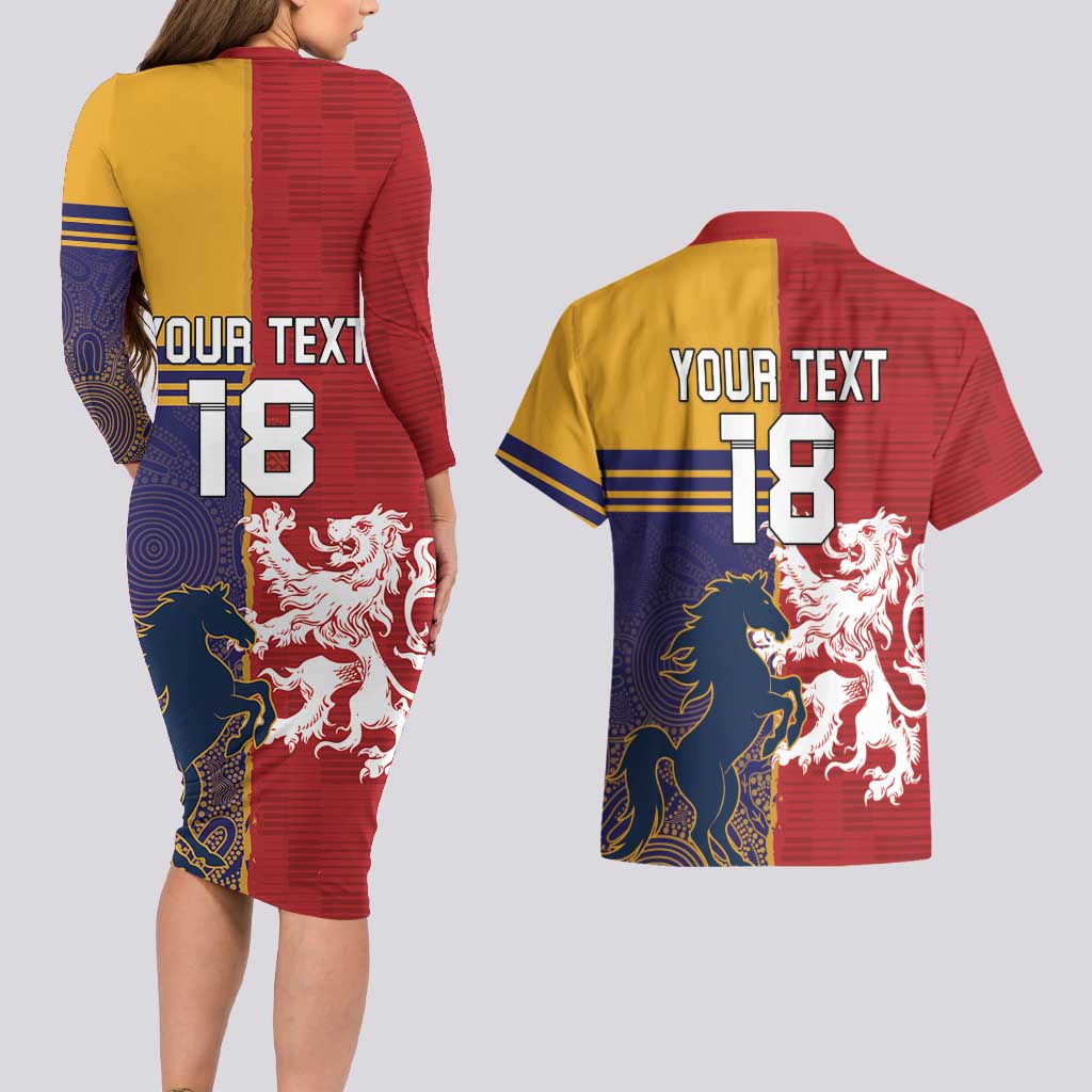 Custom British Lions Queensland Couples Matching Long Sleeve Bodycon Dress and Hawaiian Shirt Unique Style - Wonder Print Shop