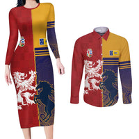 Custom British Lions Queensland Couples Matching Long Sleeve Bodycon Dress and Long Sleeve Button Shirt Unique Style - Wonder Print Shop