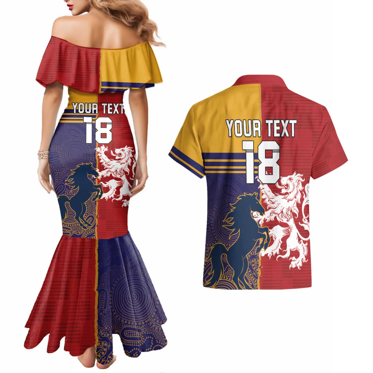 Custom British Lions Queensland Couples Matching Mermaid Dress and Hawaiian Shirt Unique Style - Wonder Print Shop