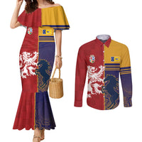 Custom British Lions Queensland Couples Matching Mermaid Dress and Long Sleeve Button Shirt Unique Style - Wonder Print Shop