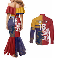 Custom British Lions Queensland Couples Matching Mermaid Dress and Long Sleeve Button Shirt Unique Style - Wonder Print Shop