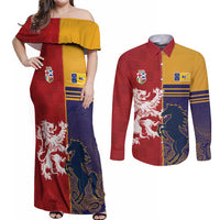 Custom British Lions Queensland Couples Matching Off Shoulder Maxi Dress and Long Sleeve Button Shirt Unique Style - Wonder Print Shop
