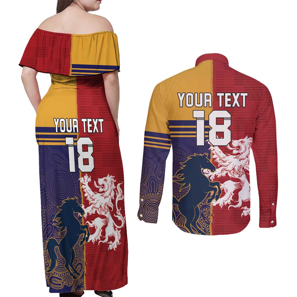 Custom British Lions Queensland Couples Matching Off Shoulder Maxi Dress and Long Sleeve Button Shirt Unique Style - Wonder Print Shop