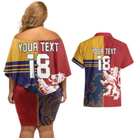 Custom British Lions Queensland Couples Matching Off Shoulder Short Dress and Hawaiian Shirt Unique Style - Wonder Print Shop