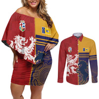 Custom British Lions Queensland Couples Matching Off Shoulder Short Dress and Long Sleeve Button Shirt Unique Style - Wonder Print Shop
