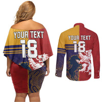 Custom British Lions Queensland Couples Matching Off Shoulder Short Dress and Long Sleeve Button Shirt Unique Style - Wonder Print Shop